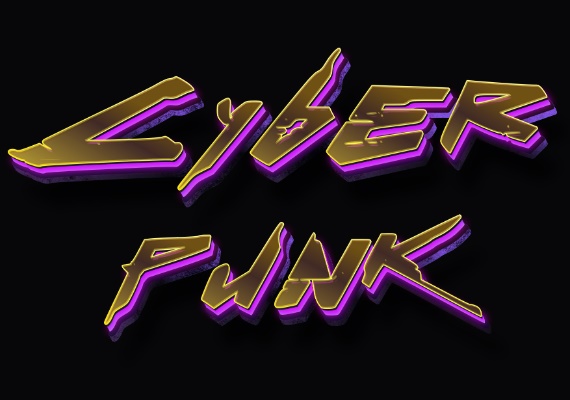 Красивый шрифт киберпанк надпись с cyberpunk эффектом